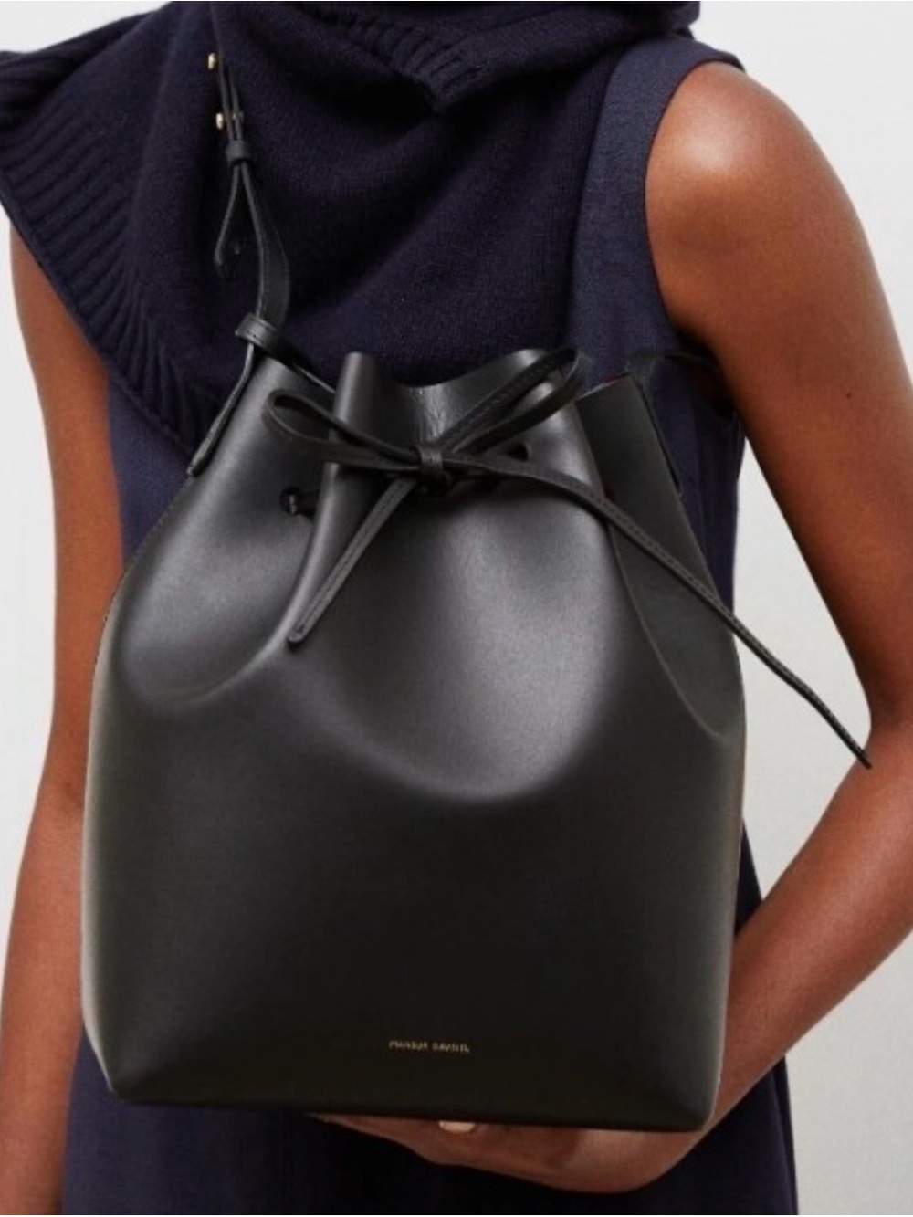 MANSUR GAVRIEL MINI BUCKET BAG SPAZZOLATO/BLACK/FLAMMA